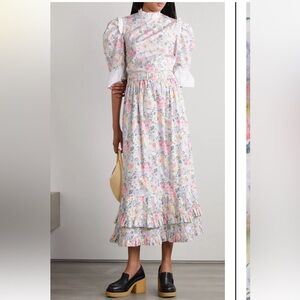 BATSHEVA + Laura Ashley Pembroke Ruffled Tiered Floral-print Cotton-poplin Midi